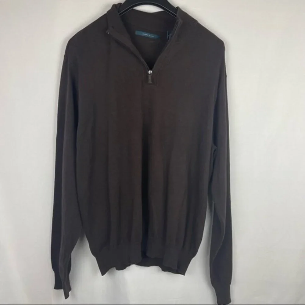 Perry Ellis Men's dark brown principles 1/4 zipper sweater NEW XXL